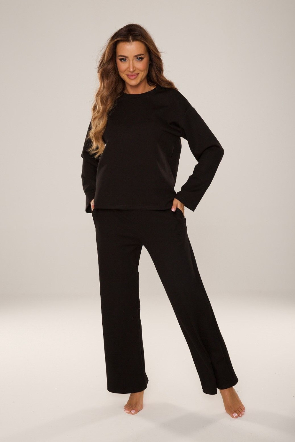 Spodnie Dres Damski Model Butter 886 Black - De Lafense223026 - Czarny