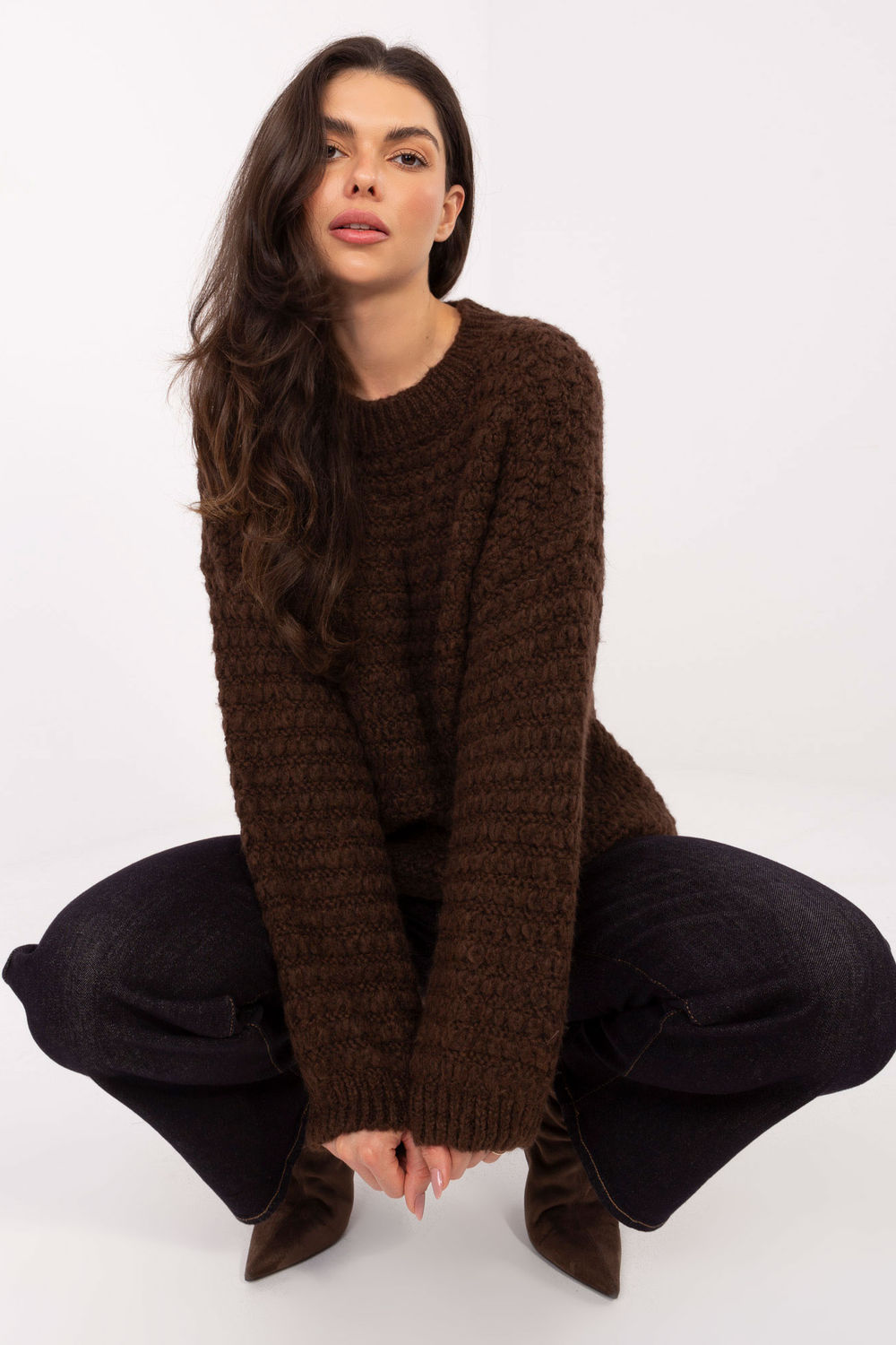 Sweter Damski Model MI-SW-1028.22 brown - Italy Moda223168 - Brązowy