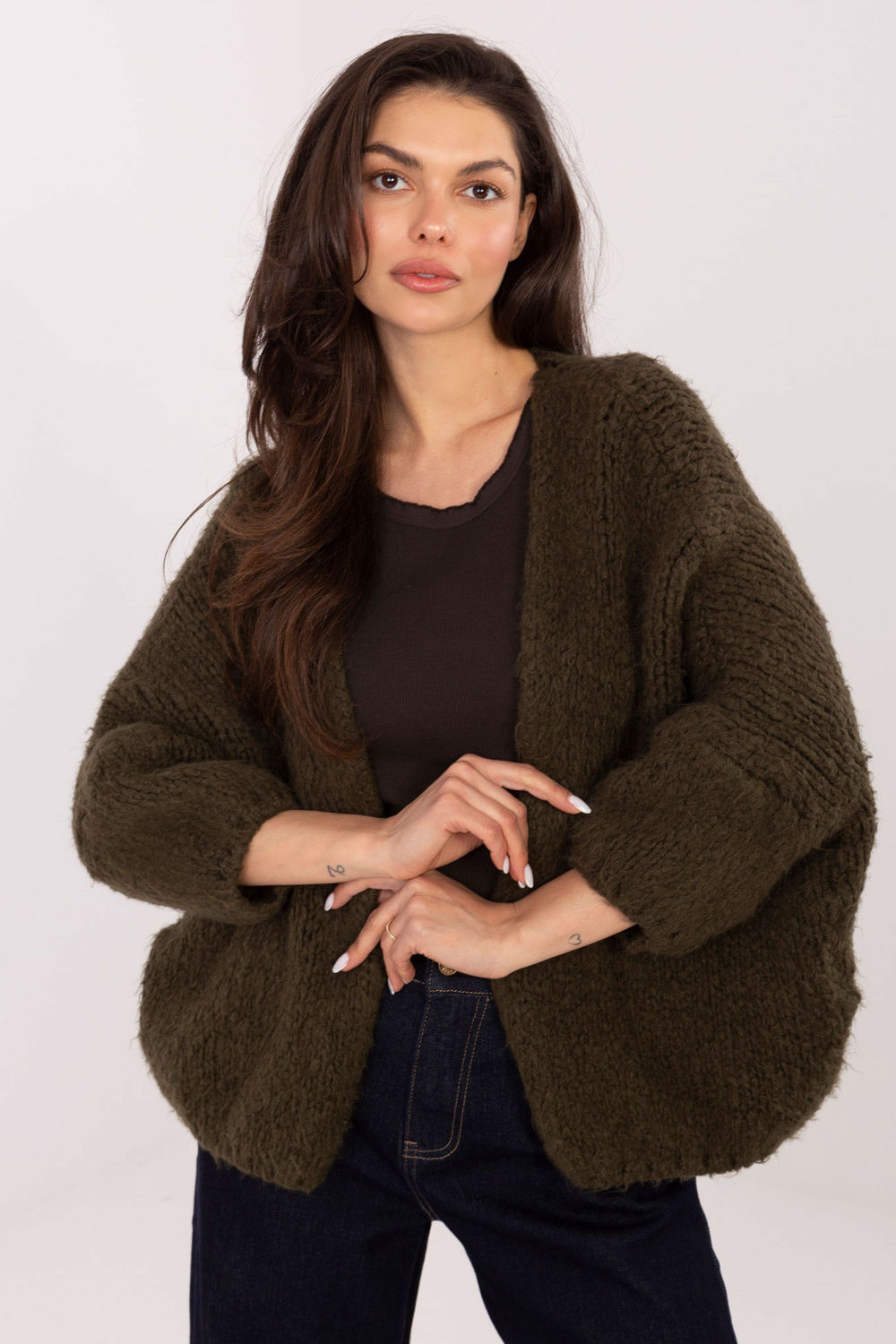 Sweter Kardigan Model IT-SW-7705.02 Khaki - Italy Moda223172 - Zielony