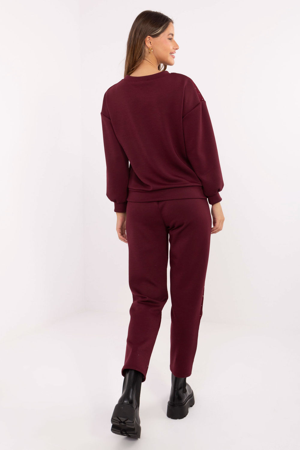 Spodnie Komplet Model IT-KMPL-9850.14P Bordo - Italy Moda223204 - Czerwony - obrazek 3