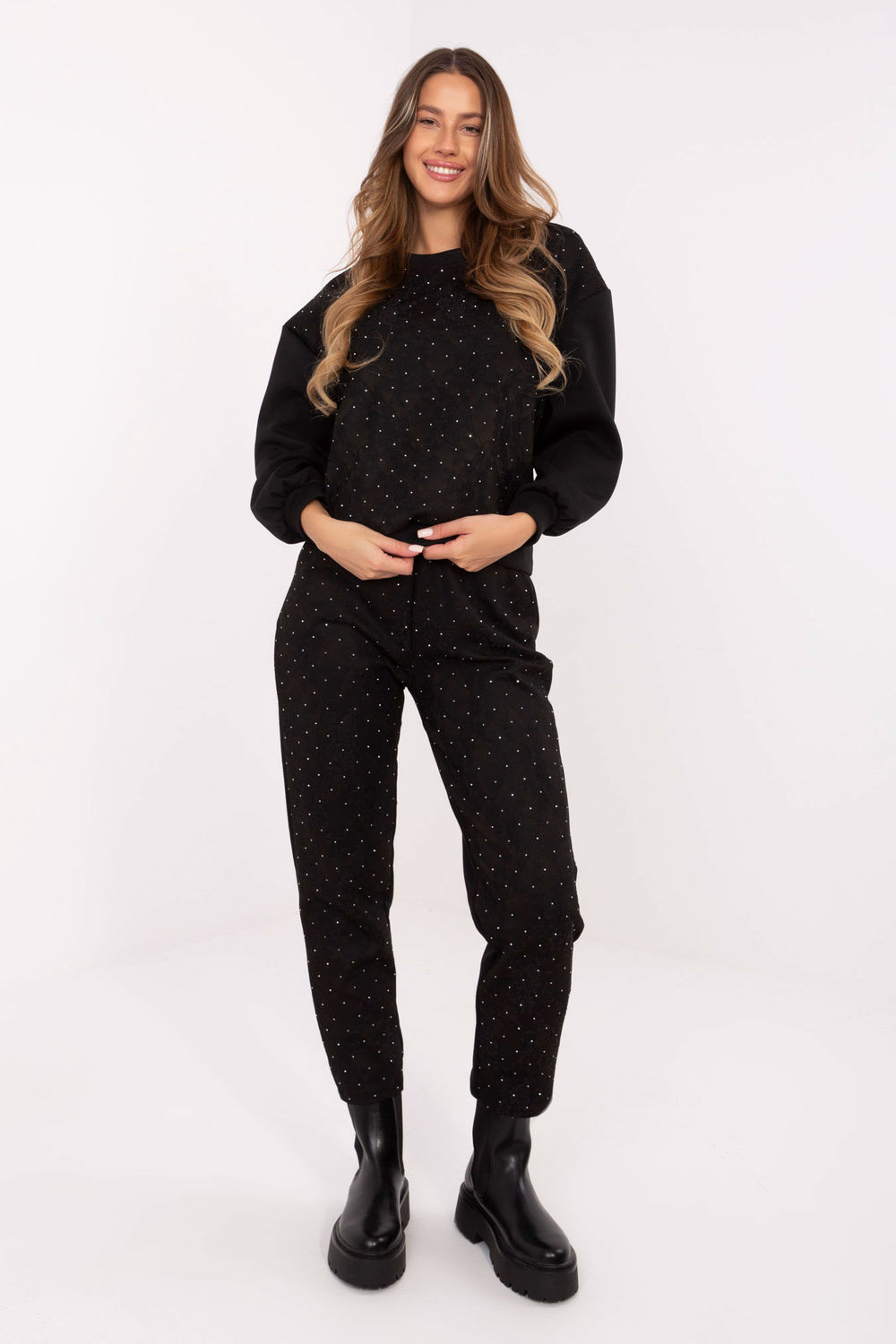 Spodnie Komplet Model IT-KMPL-9850.14P Black - Italy Moda223205 - Czarny