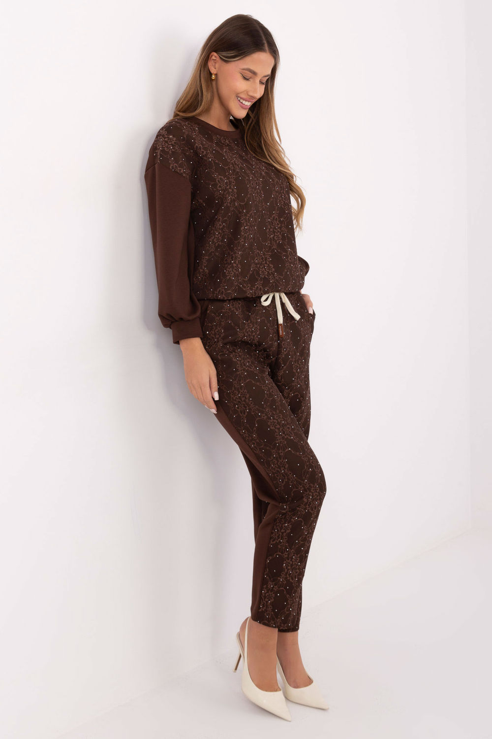 Spodnie Komplet Model IT-KMPL-9850.14P Brown - Italy Moda223207 - Brązowy - obrazek 2