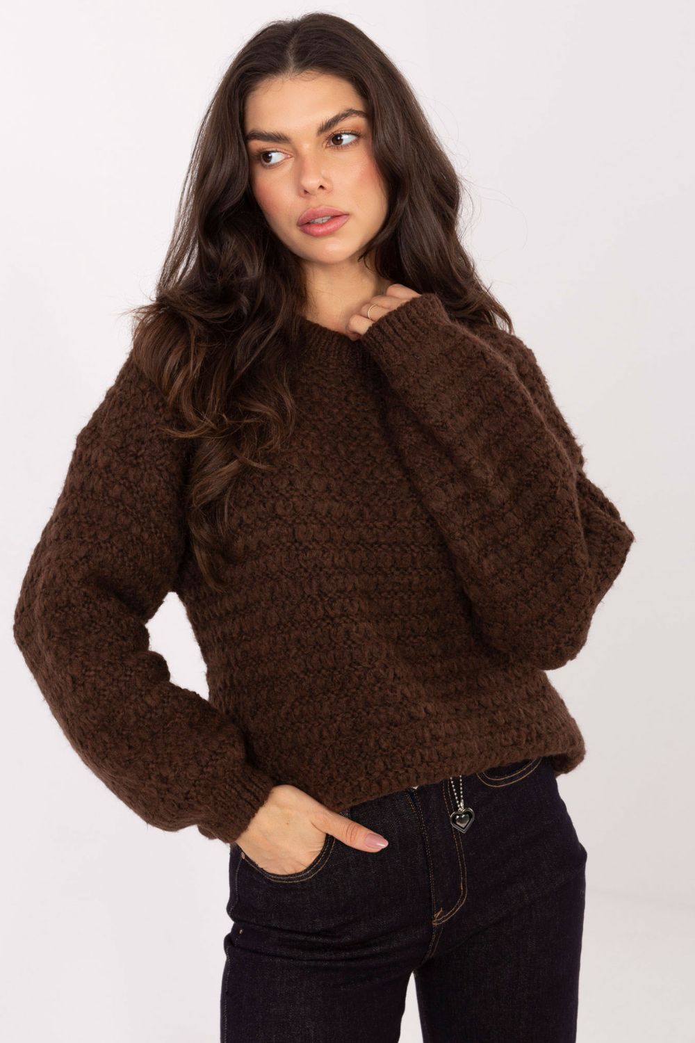 Sweter Damski Model MI-SW-1028.22 brown - Italy Moda223168 - Brązowy - obrazek 4