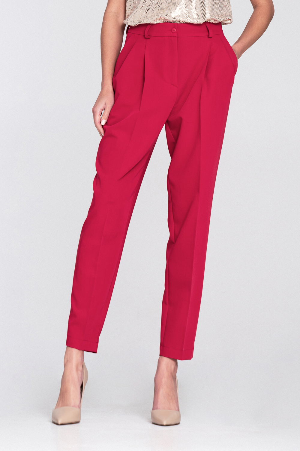 Spodnie typu balloon SD133 Red - Nife223280 - Czerwony