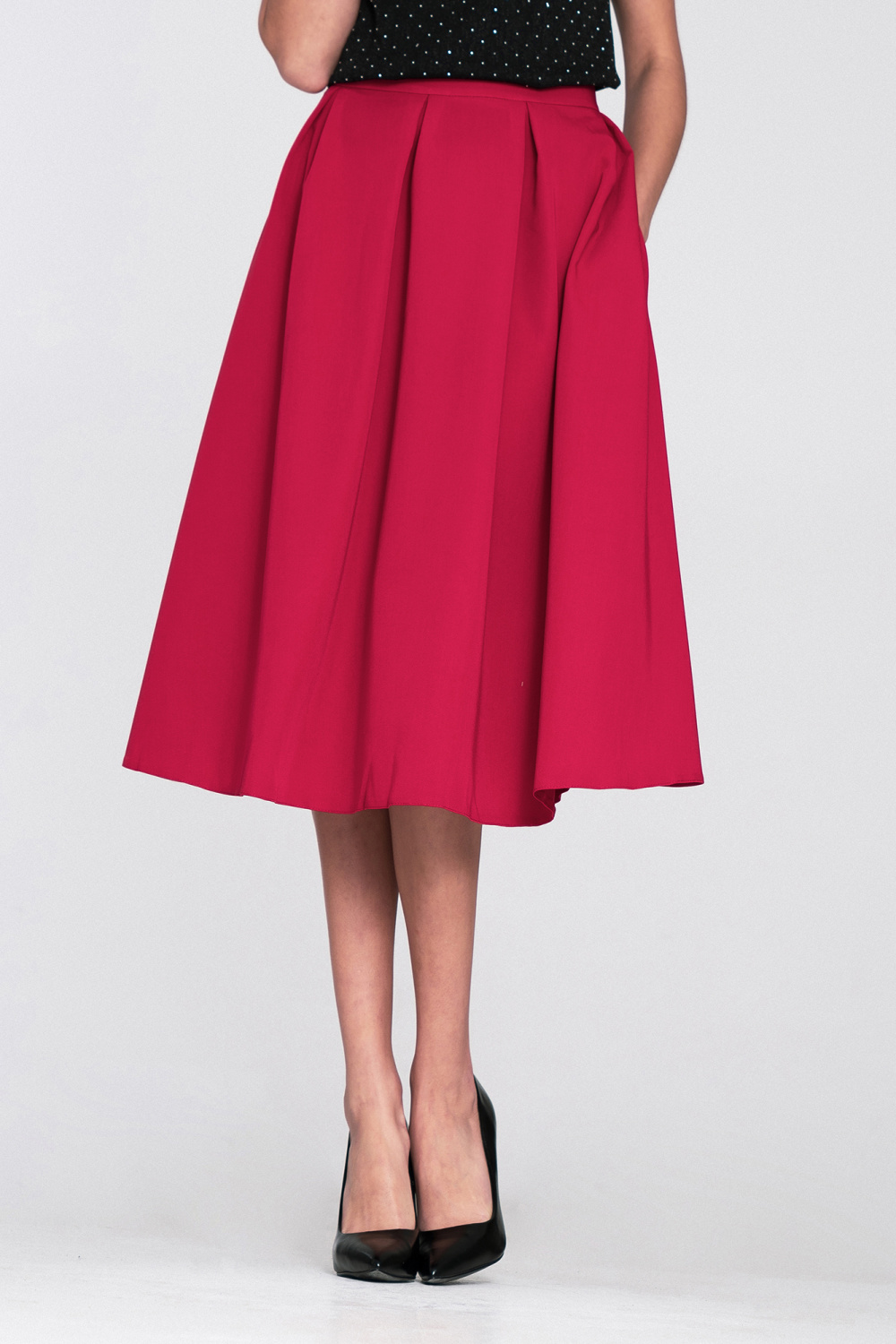 Spódnica Rozkloszowana spódnica midi SP87 Red - Nife223284 - Czerwony