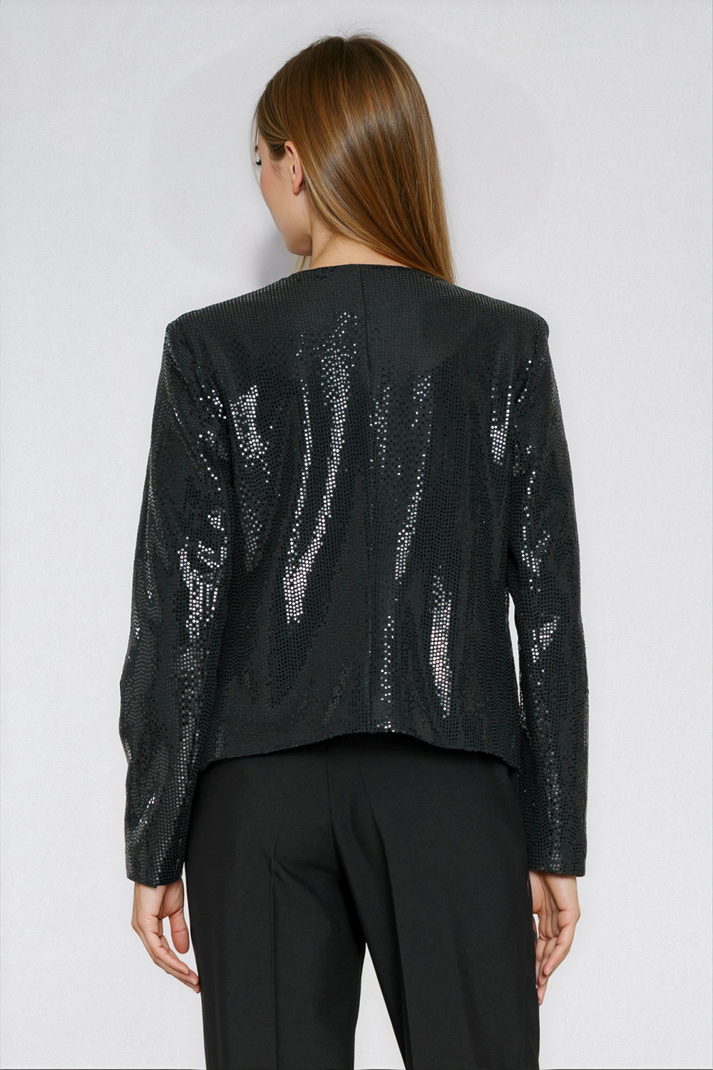 Krótki cekinowy żakiet Z93 Black - Nife223295 - Czarny - obrazek 3