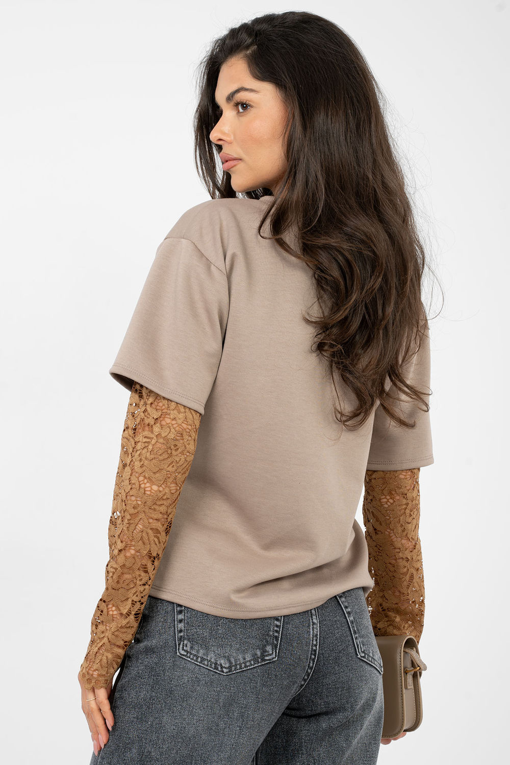 Bluzka Model IT-BZ-22128.27 Dark Beige - Italy Moda223490 - Beżowy - obrazek 3