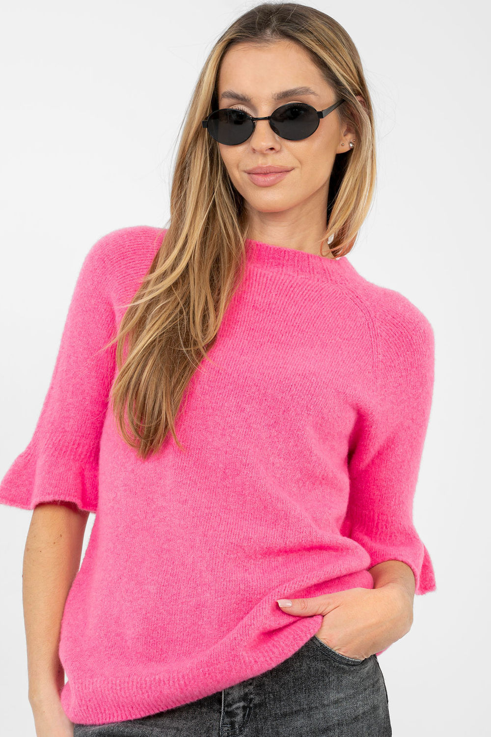 Sweter Damski Model MI-SW-1901.66 Dark Pink - Italy Moda223744 - Różowy - obrazek 4