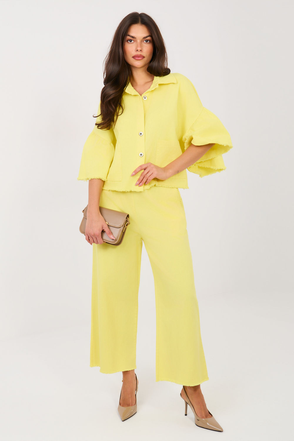 Spodnie Damskie Model IT-SP-FL9997.76 Light Yellow - Italy Moda223769 - Żółty