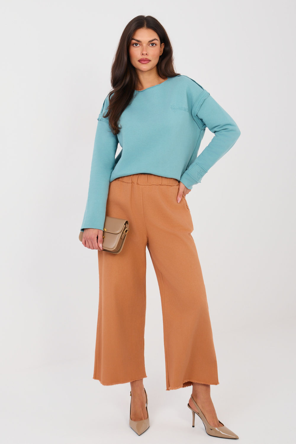 Spodnie Damskie Model IT-SP-FL9997.76 Dark Orange - Italy Moda223771 - Pomarańczowy