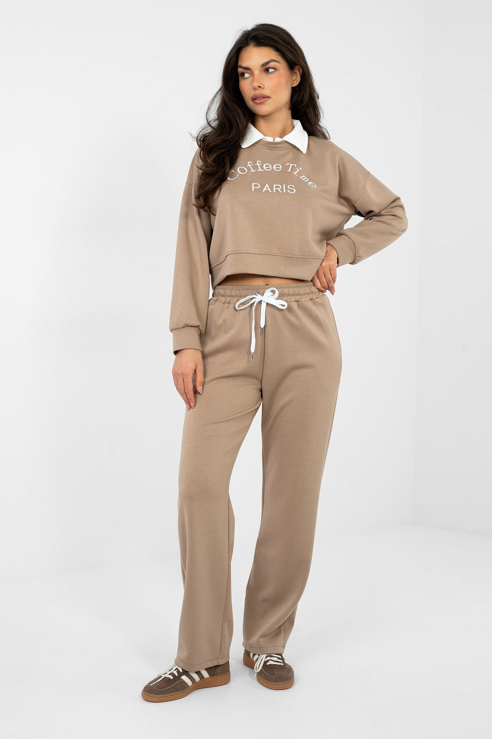 Spodnie Komplet Model IT-KMPL-22212.36 Dark Beige - Italy Moda224063 - Beżowy