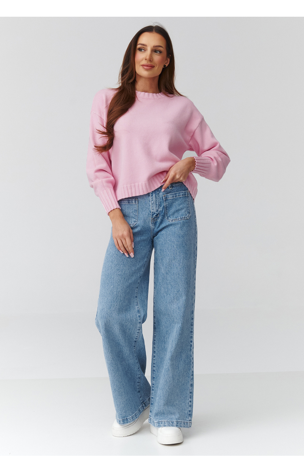 Sweter Damski Model C43 Powder Pink - Makadamia224105 - Różowy - obrazek 2