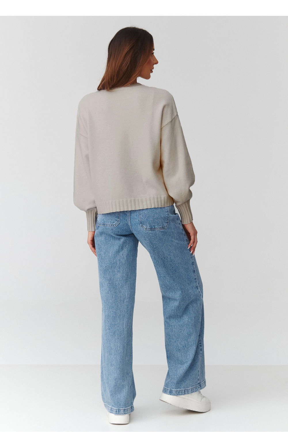 Sweter Damski Model C43 Light Beige - Makadamia224108 - Beżowy - obrazek 3