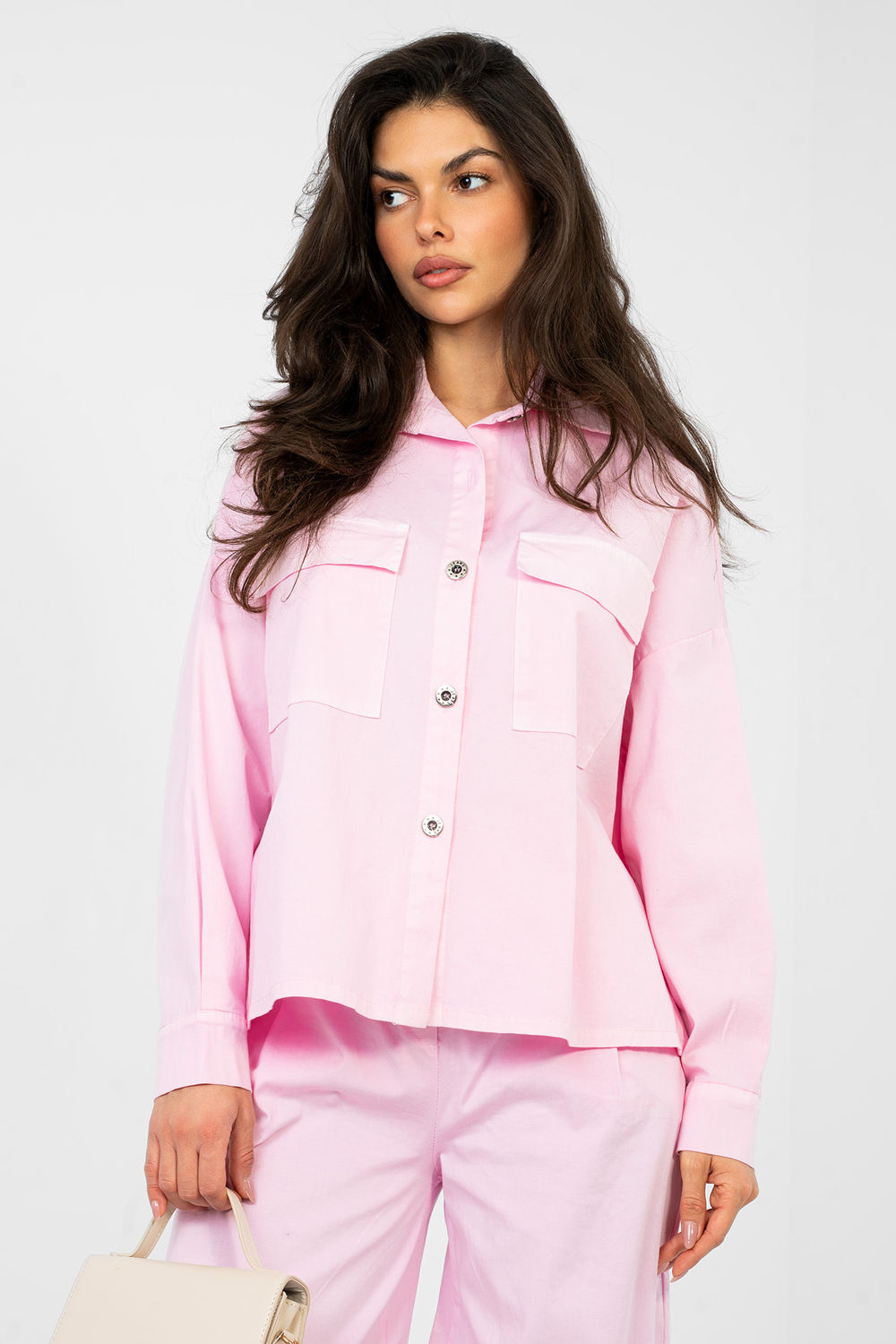 Koszula Damska Model IT-KS-FL9968.48 Light Pink - Italy Moda224198 - Różowy