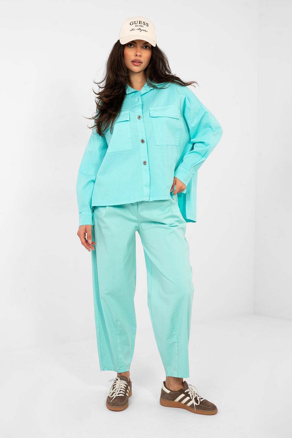 Koszula Damska Model IT-KS-FL9968.48 Turkus - Italy Moda224199 - Niebieski