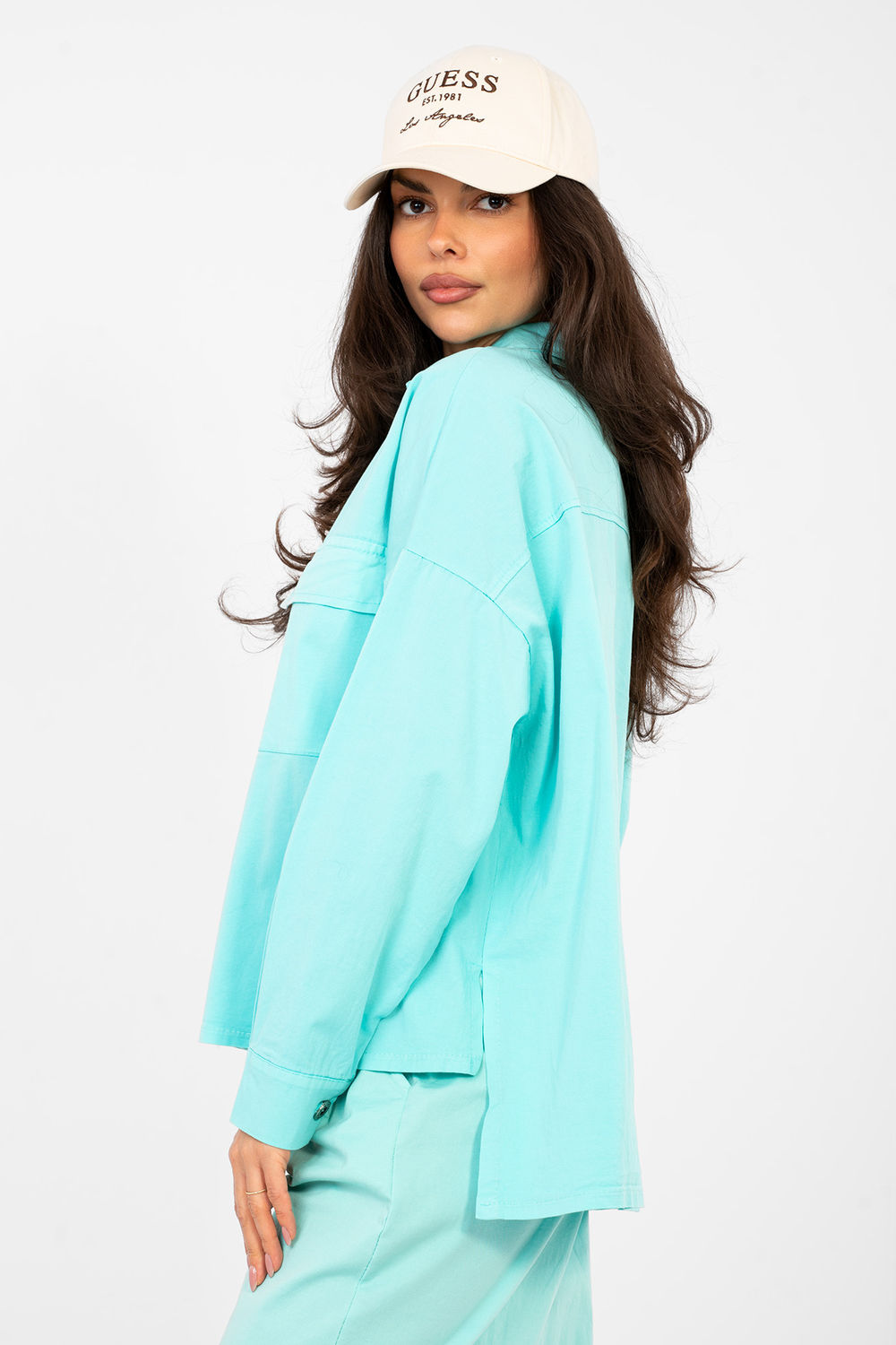 Koszula Damska Model IT-KS-FL9968.48 Turkus - Italy Moda224199 - Niebieski - obrazek 2