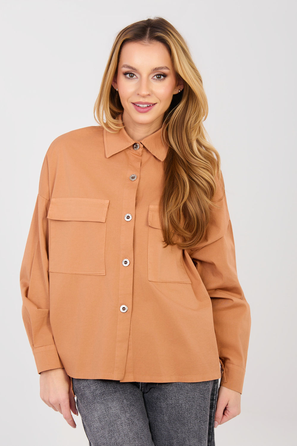 Koszula Damska Model IT-KS-FL9968.28 Dark Orange - Italy Moda224201 - Pomarańczowy