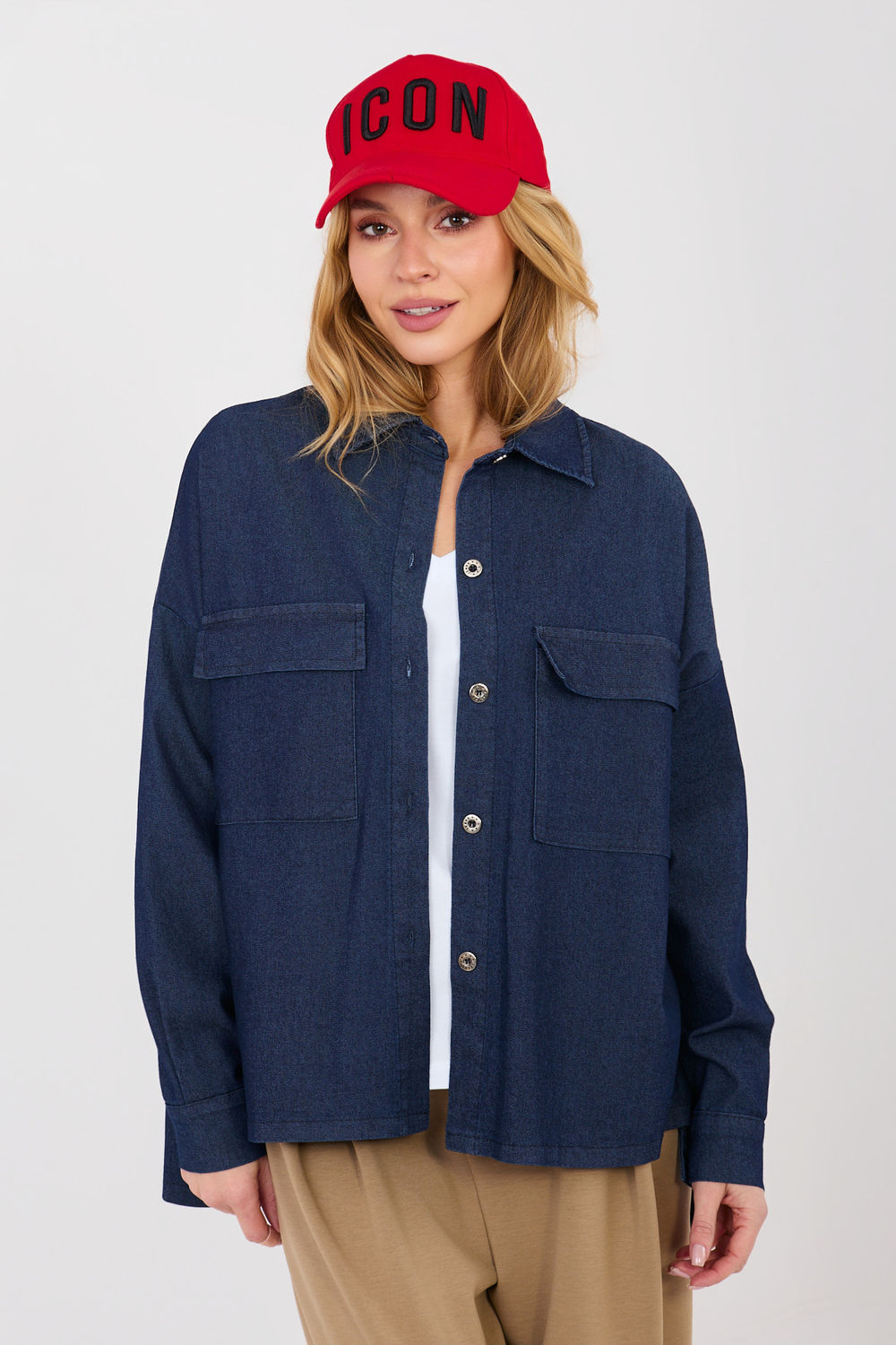 Koszula Damska Model IT-KS-FL9968.28 Navy - Italy Moda224205 - Granatowy