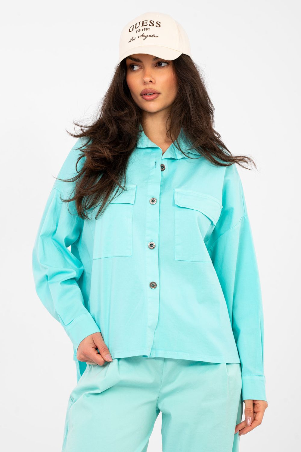 Koszula Damska Model IT-KS-FL9968.48 Turkus - Italy Moda224199 - Niebieski - obrazek 4