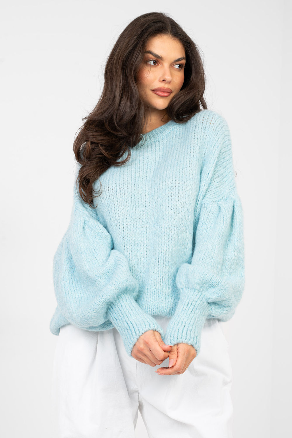 Sweter Damski Model MI-SW-0302.18 Light Blue - Italy Moda224364 - Niebieski