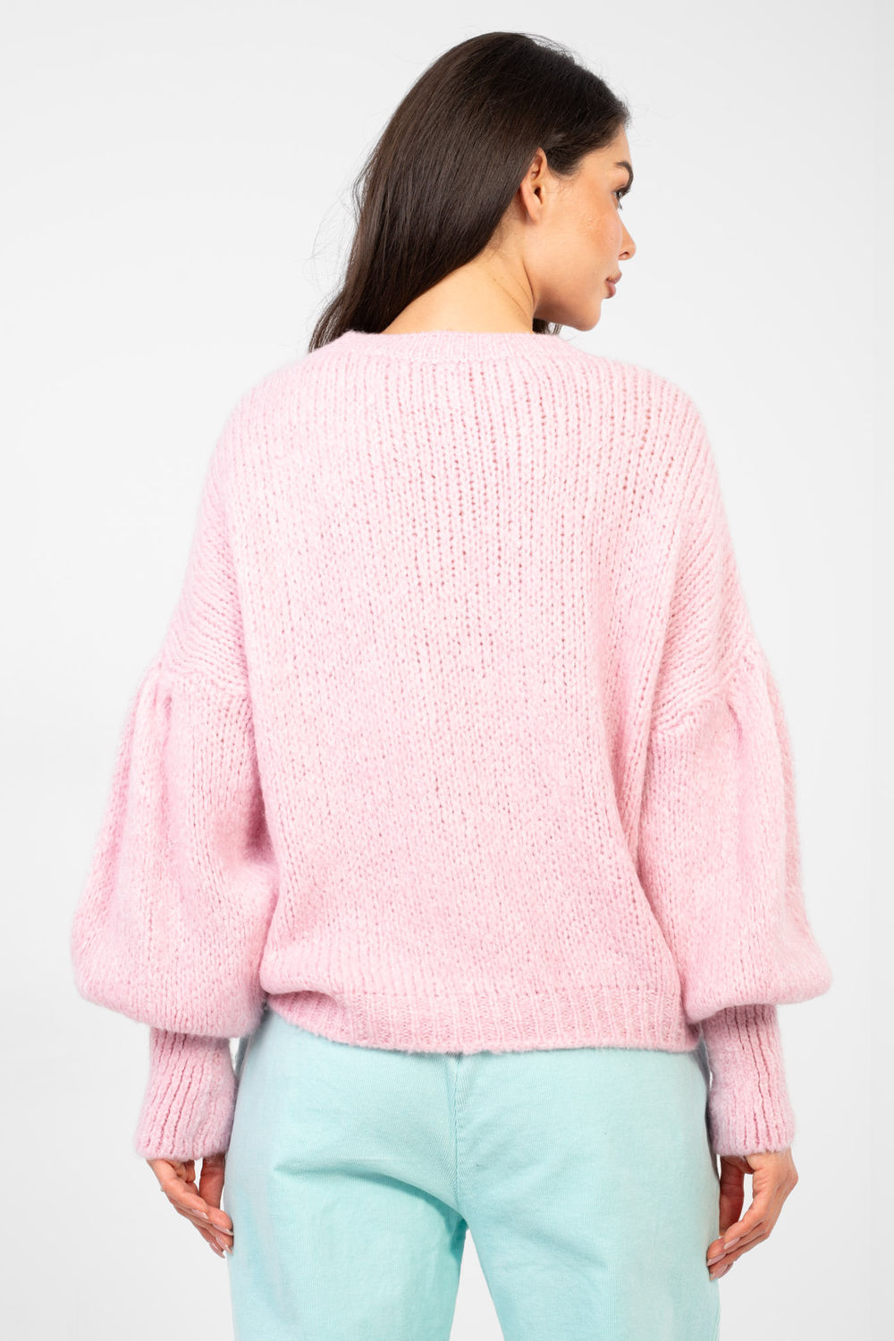 Sweter Damski Model MI-SW-0302.18 Light Pink - Italy Moda224365 - Różowy - obrazek 3