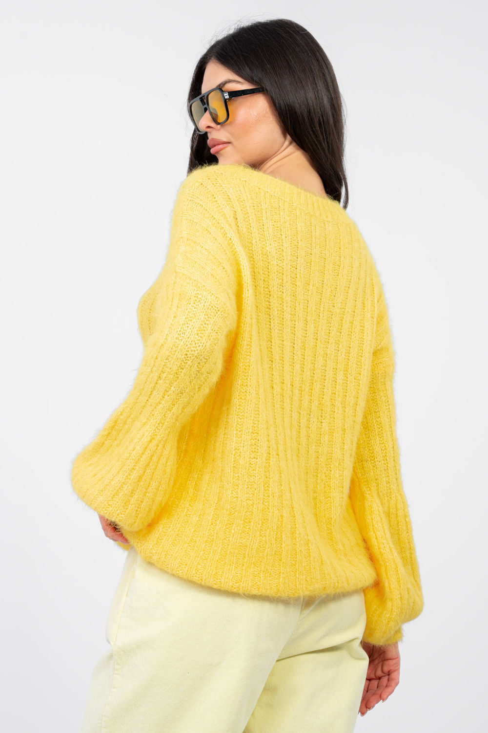 Sweter Damski Model MI-SW-9642.01 Yellow - Italy Moda224367 - Żółty - obrazek 3