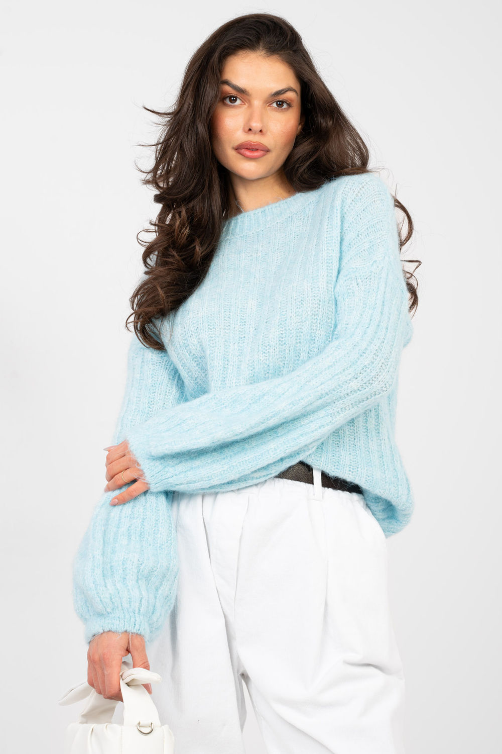 Sweter Damski Model MI-SW-9642.01 Light Blue - Italy Moda224369 - Niebieski
