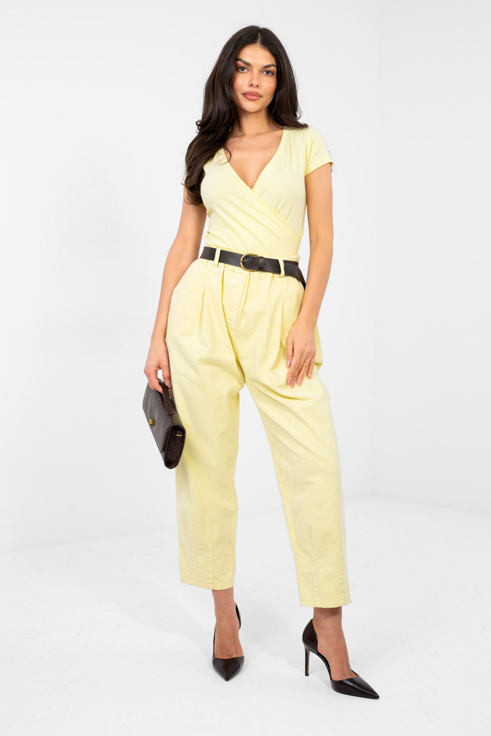 Spodnie Damskie Model MI-SP-2690.00 Light Yellow - Italy Moda224382 - Żółty