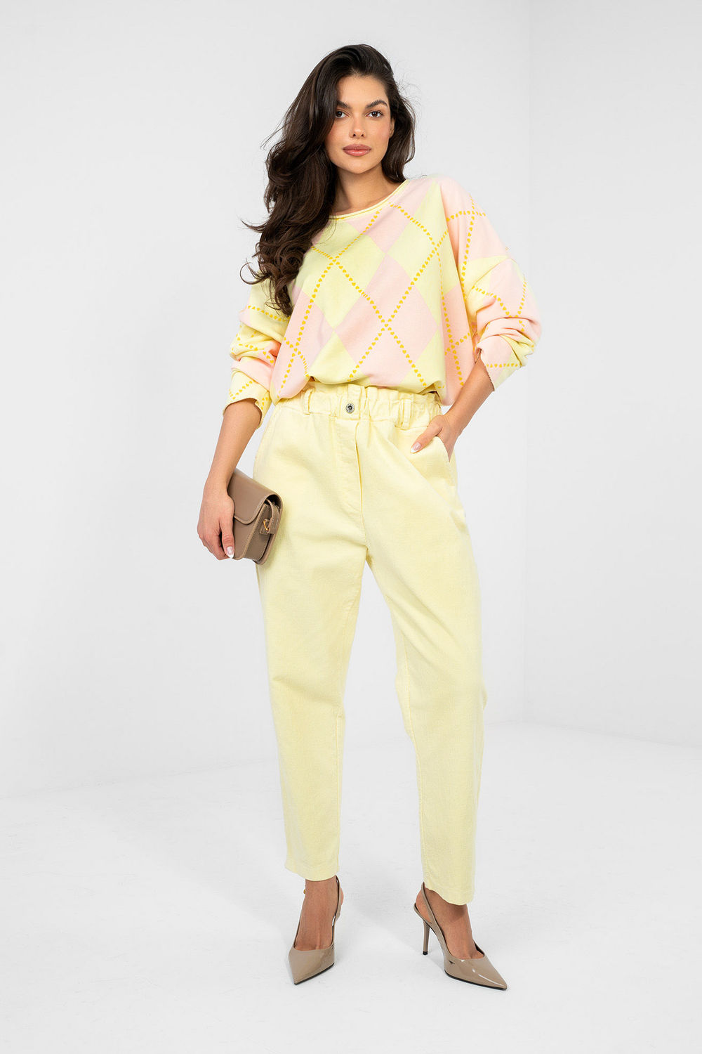 Spodnie Damskie Model MI-SP-2689.47 Light Yellow - Italy Moda224840 - Żółty - obrazek 2