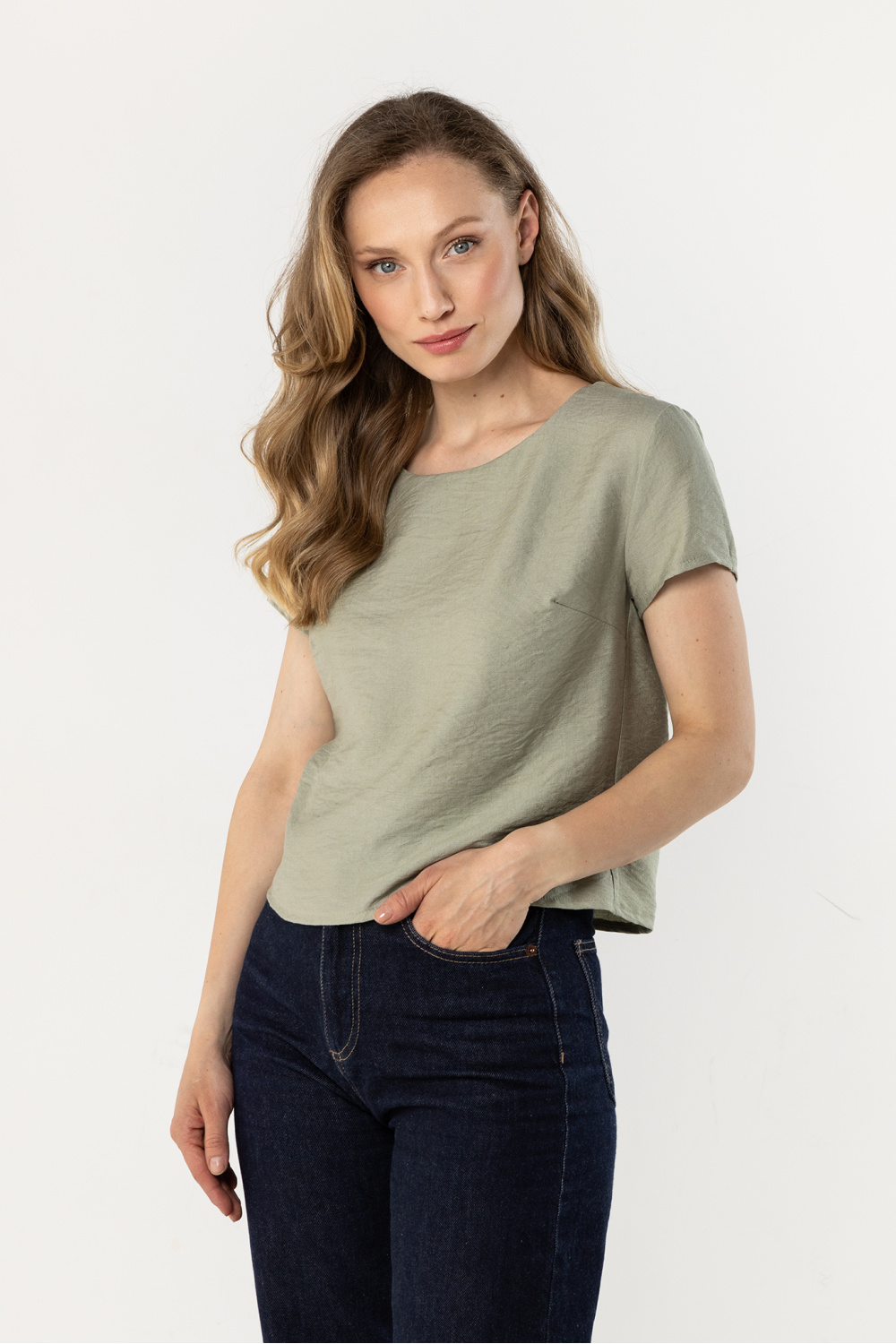 Bluzka Model A762 Szałwia - awama225335 - Zielony - obrazek 2