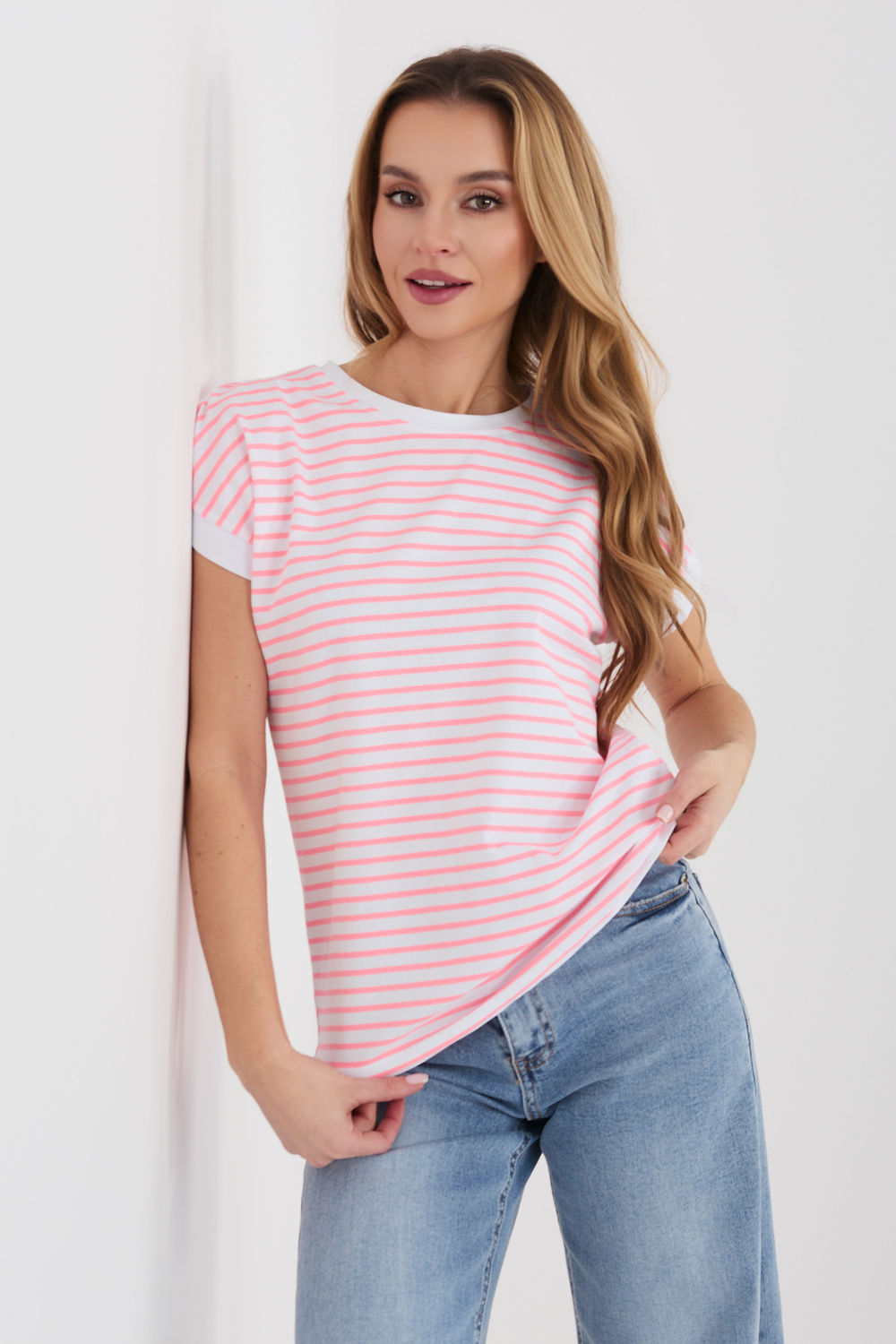 Tshirt Damski Model RV-TS-A1125.85 White/Pink - Relevance225457 - Różowy - obrazek 4