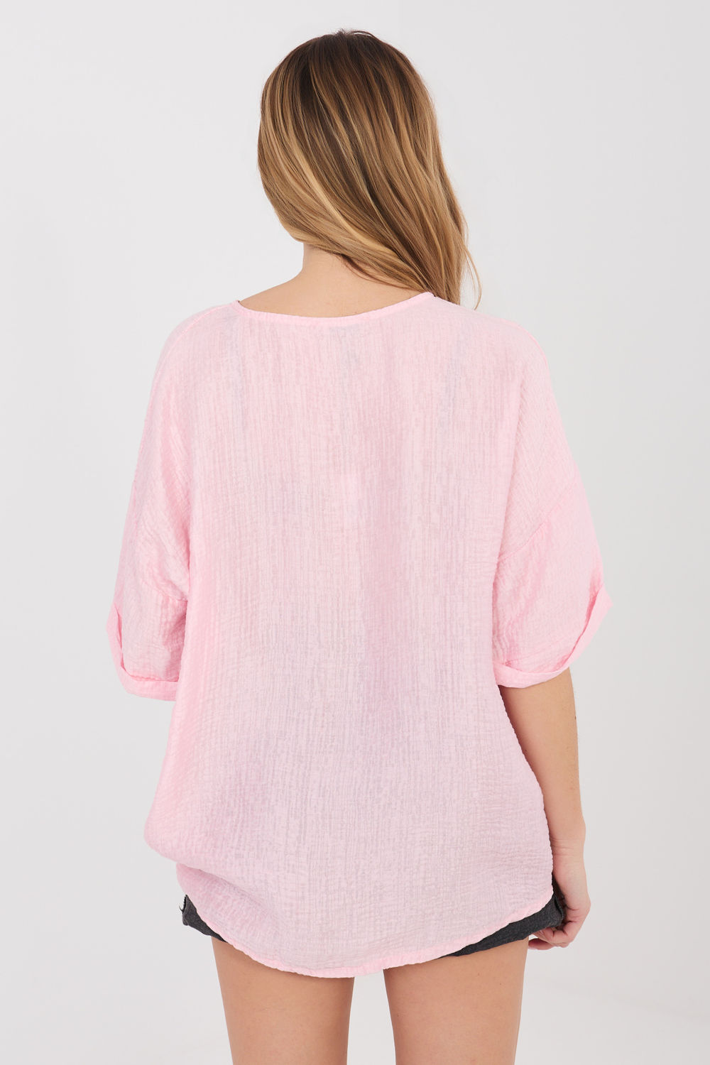 Koszula Damska Model IT-BZ-81891.49 Light Pink - Italy Moda225510 - Różowy - obrazek 3