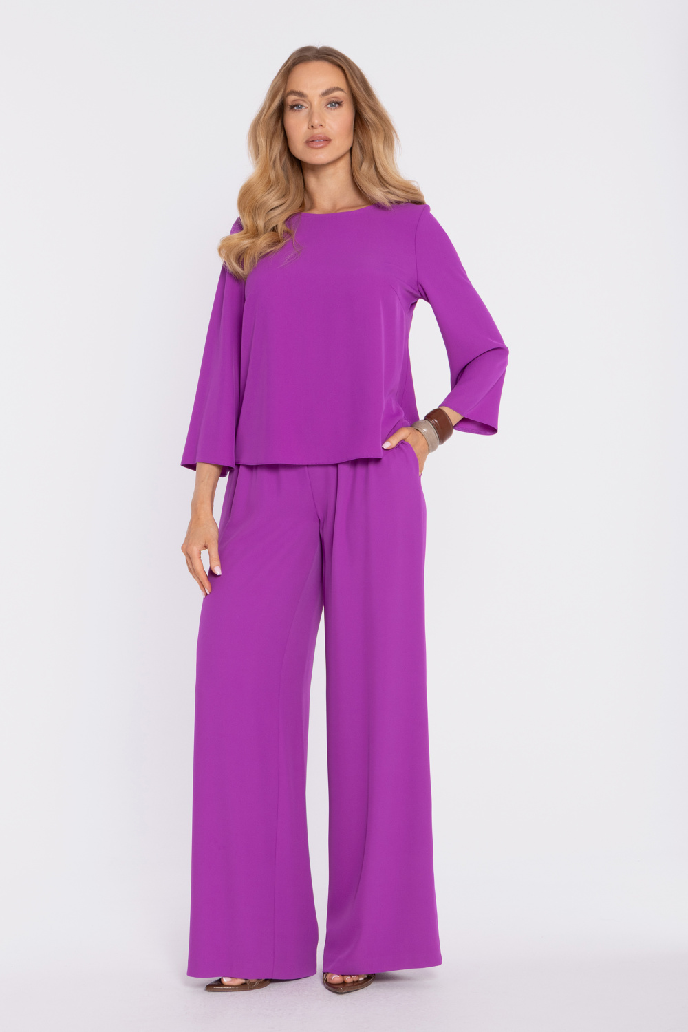 Bluzka Model MOE905 Lawenda - Moe225929 - Fioletowy - obrazek 2