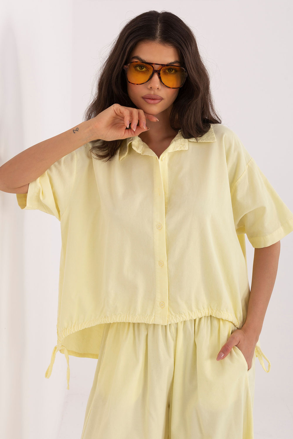 Koszula Damska Model IT-KS-FL10320.12 Light Yellow - Italy Moda226015 - Żółty