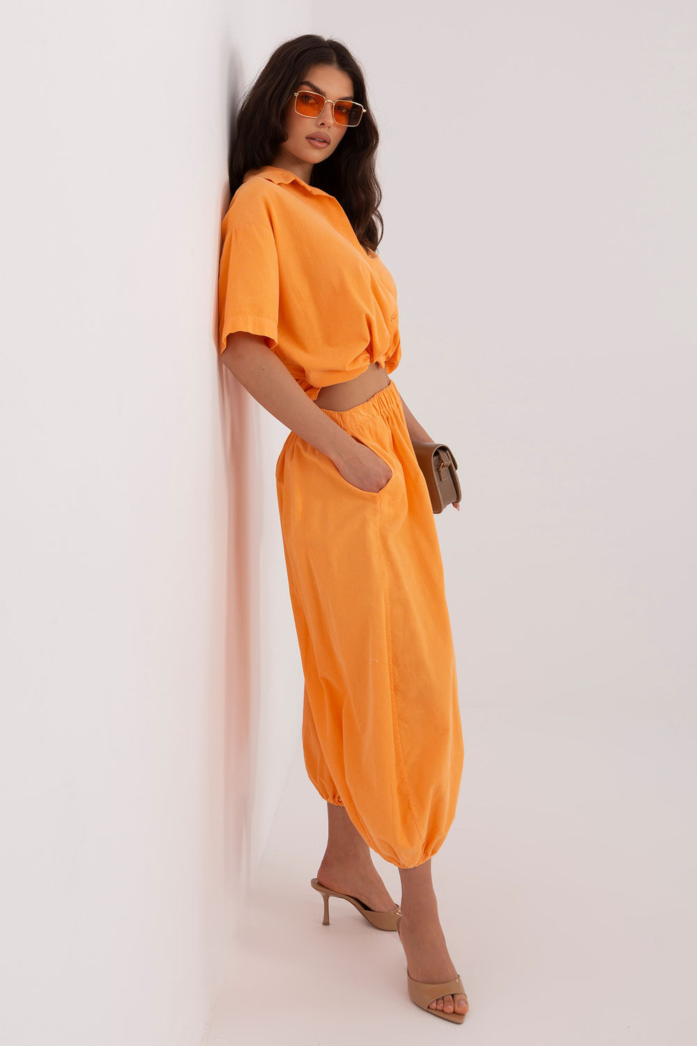 Spodnie Damskie Model IT-SP-FL10309-1.02 Light Orange - Italy Moda226228 - Pomarańczowy
