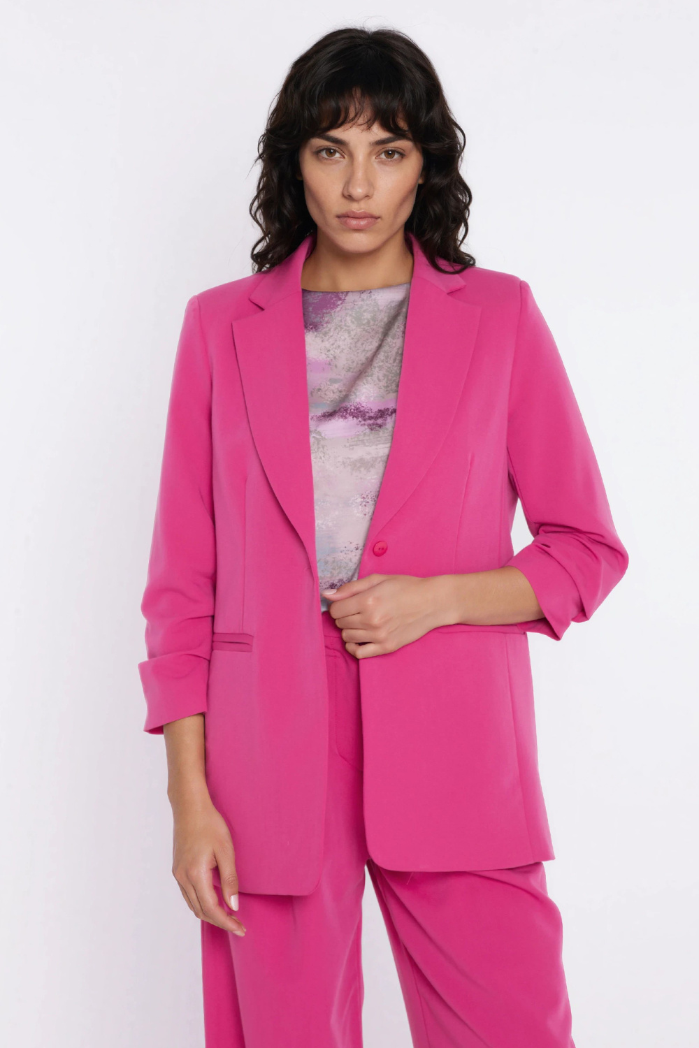 Żakiet z marszczonymi rękawami Z98 Pink - Nife226418 - Różowy