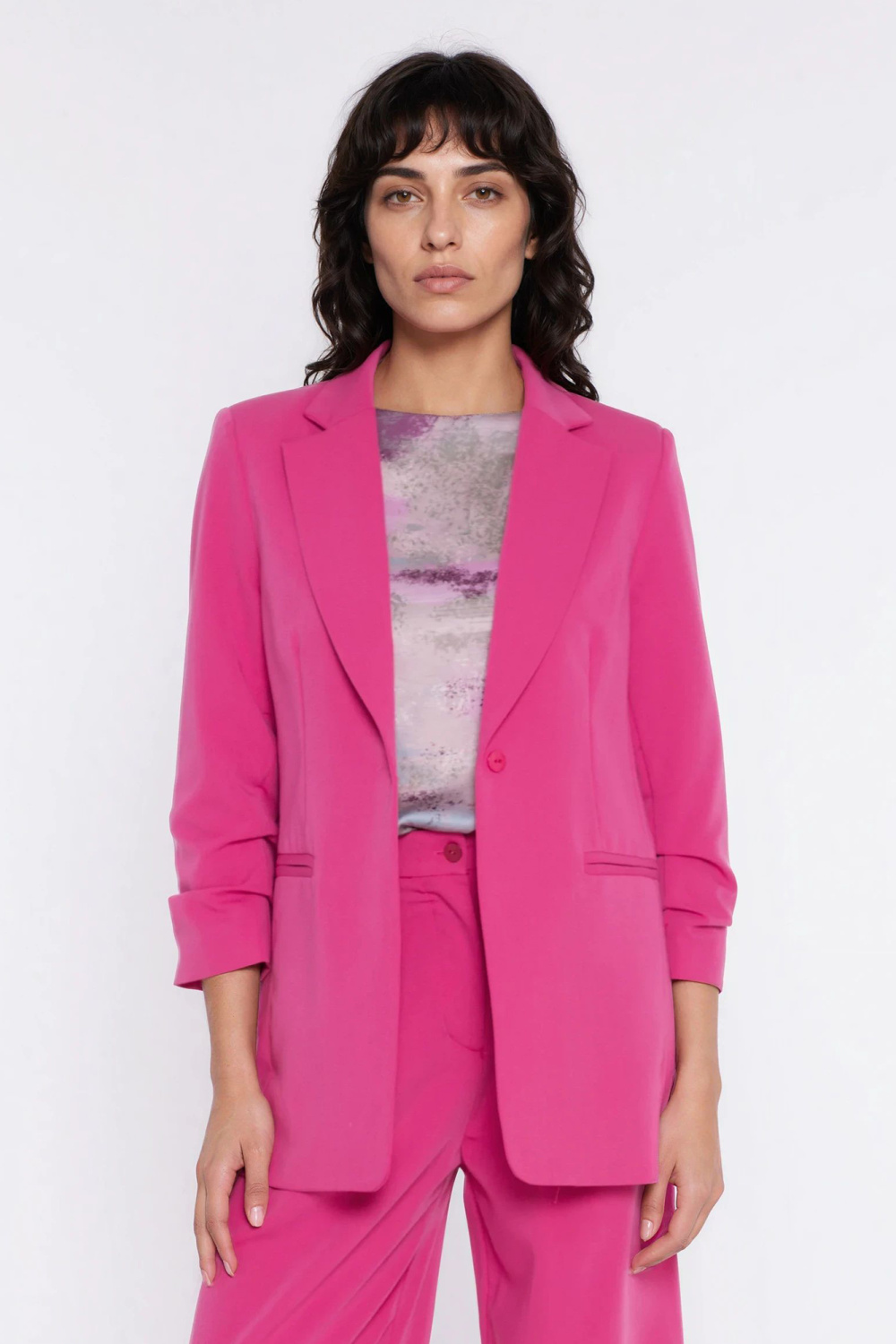 Żakiet z marszczonymi rękawami Z98 Pink - Nife226418 - Różowy - obrazek 4