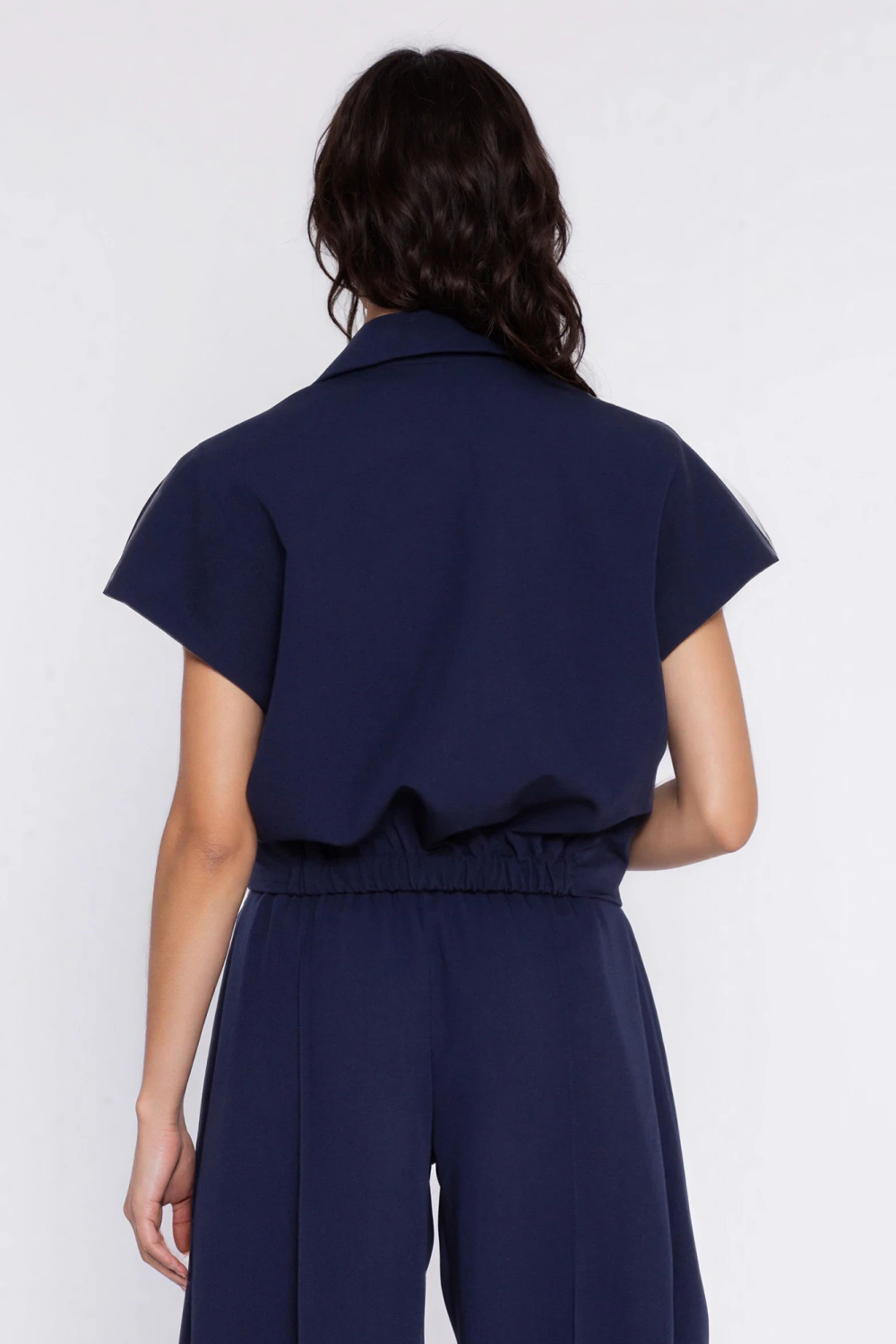 Dwurzędowy krótki żakiet Z96 Navy - Nife226421 - Granatowy - obrazek 3