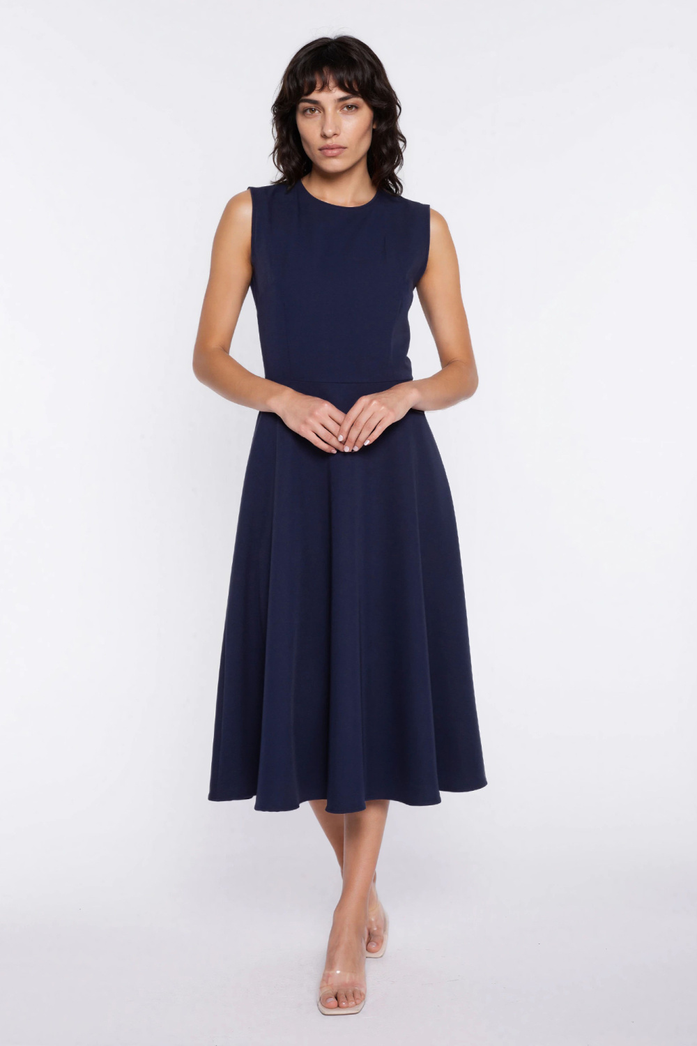 Sukienka z lamówką S292 Navy - Nife226430 - Granatowy - obrazek 2