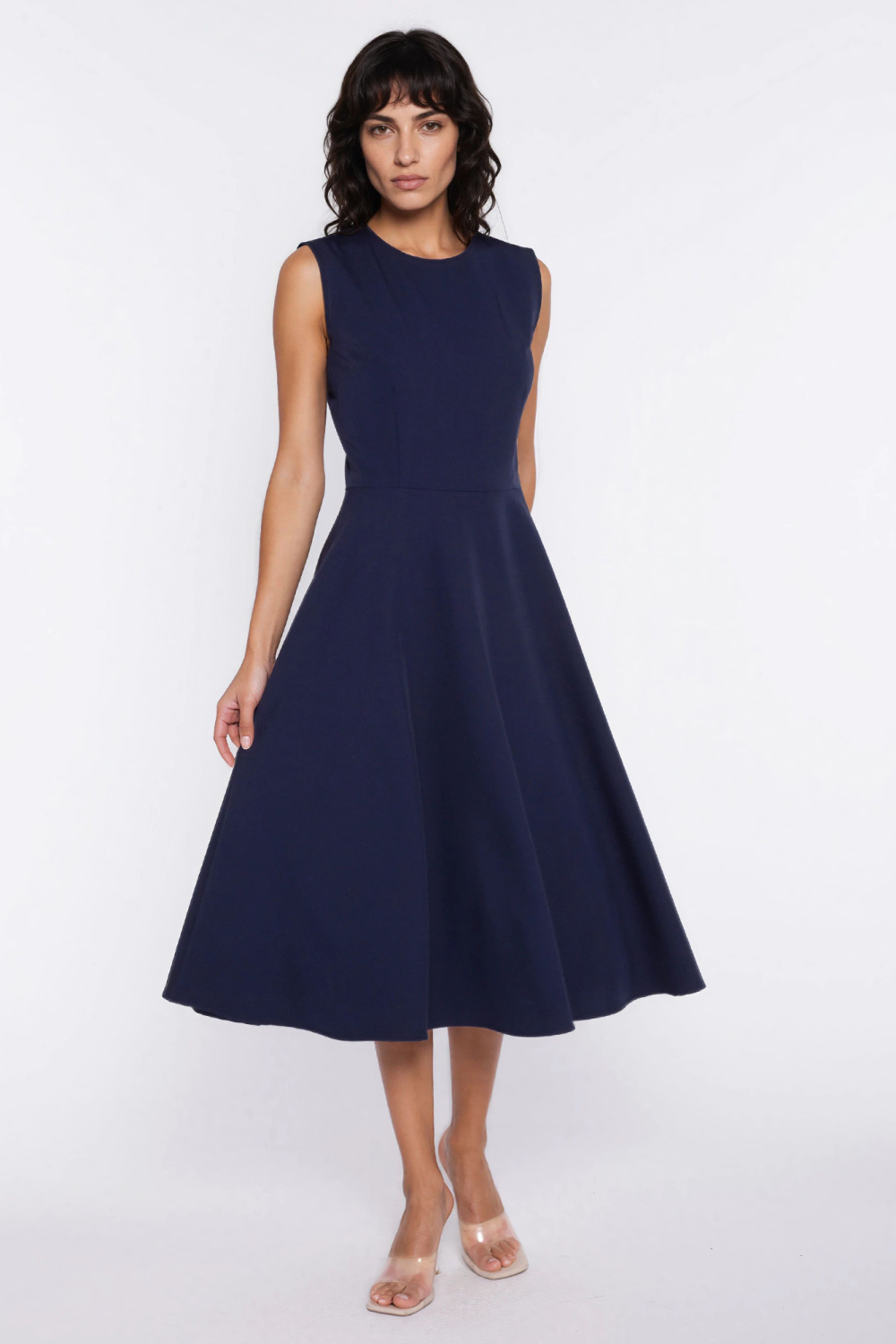 Sukienka z lamówką S292 Navy - Nife226430 - Granatowy - obrazek 4