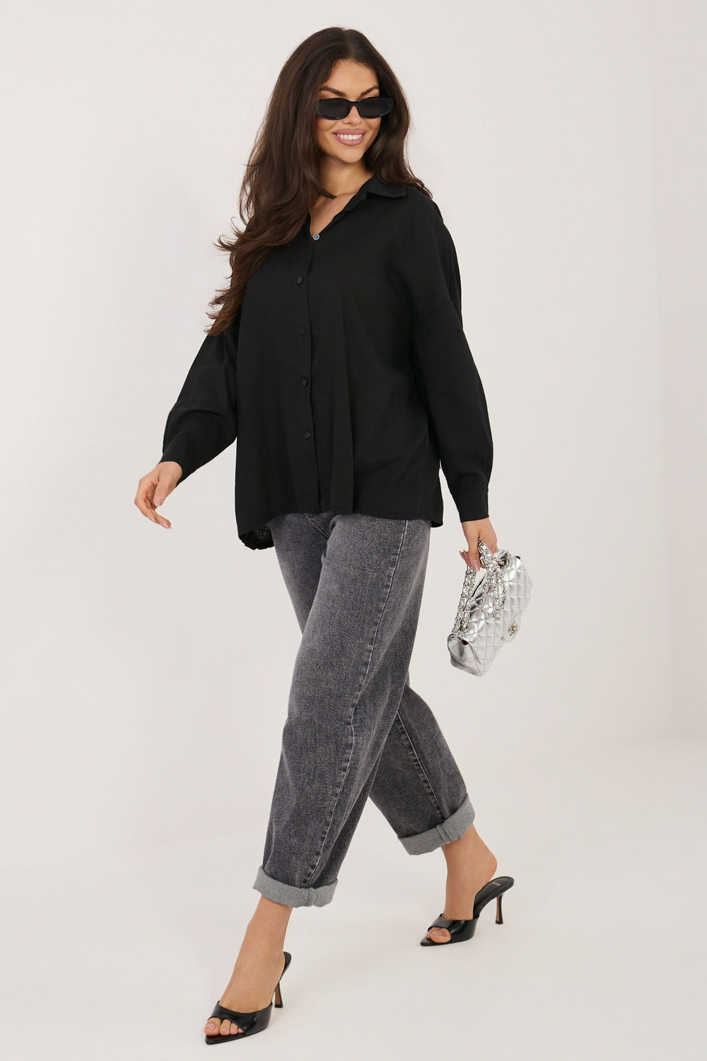 Koszula Damska Model IT-KS-3060.23 Black - Italy Moda226476 - Czarny - obrazek 2