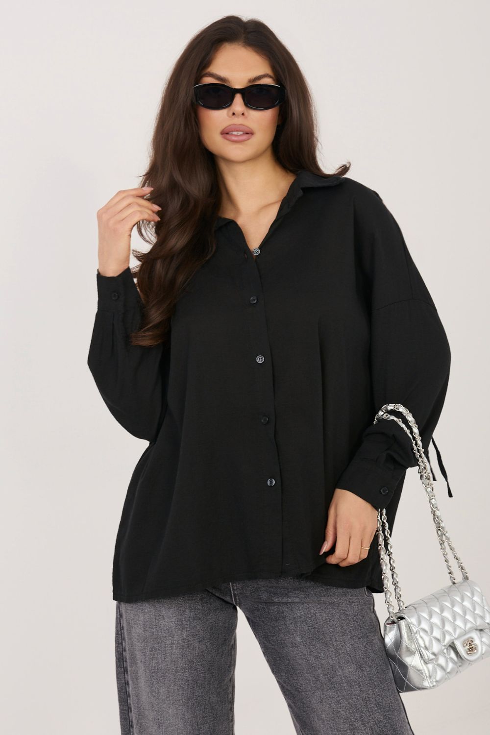 Koszula Damska Model IT-KS-3060.23 Black - Italy Moda226476 - Czarny - obrazek 4