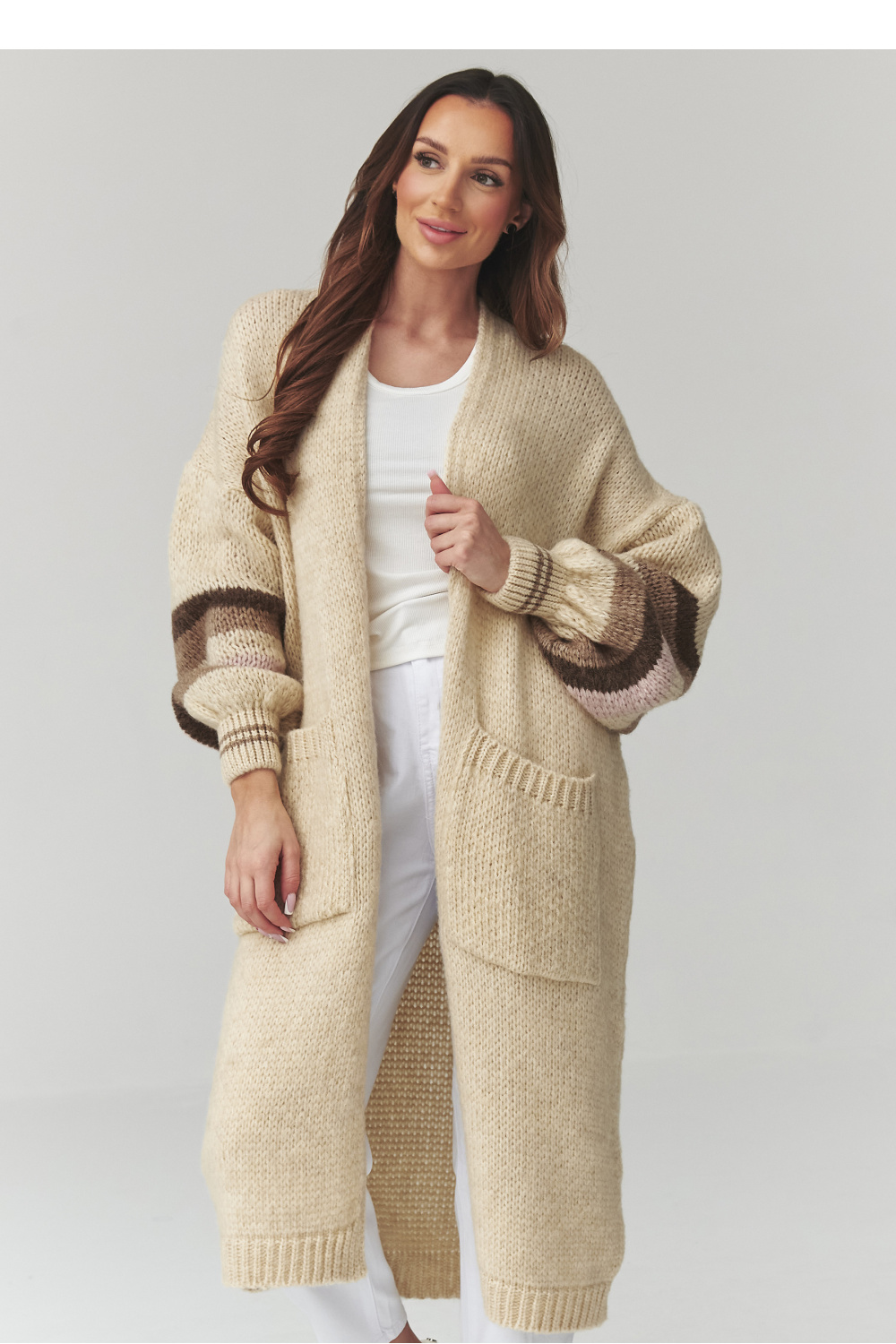 Sweter Kardigan Model S174 Light Beige - Makadamia226865 - Beżowy