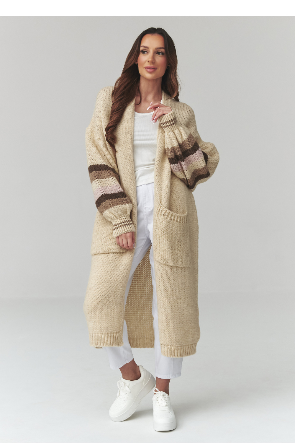 Sweter Kardigan Model S174 Light Beige - Makadamia226865 - Beżowy - obrazek 2