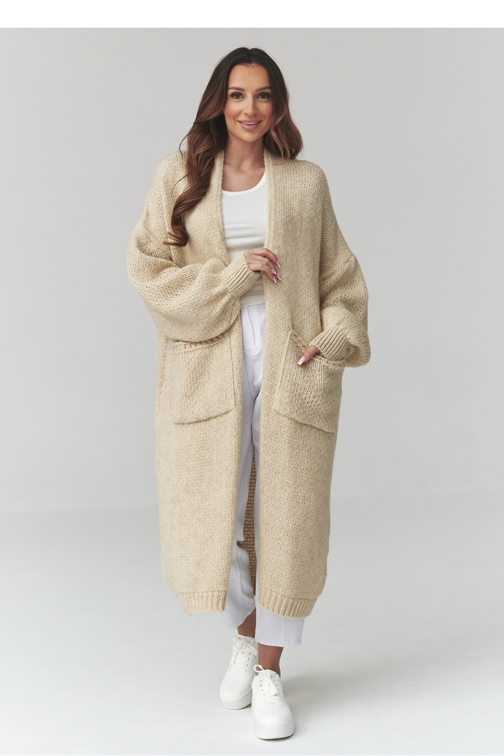 Sweter Kardigan Model S172 Light Beige - Makadamia226872 - Beżowy - obrazek 2