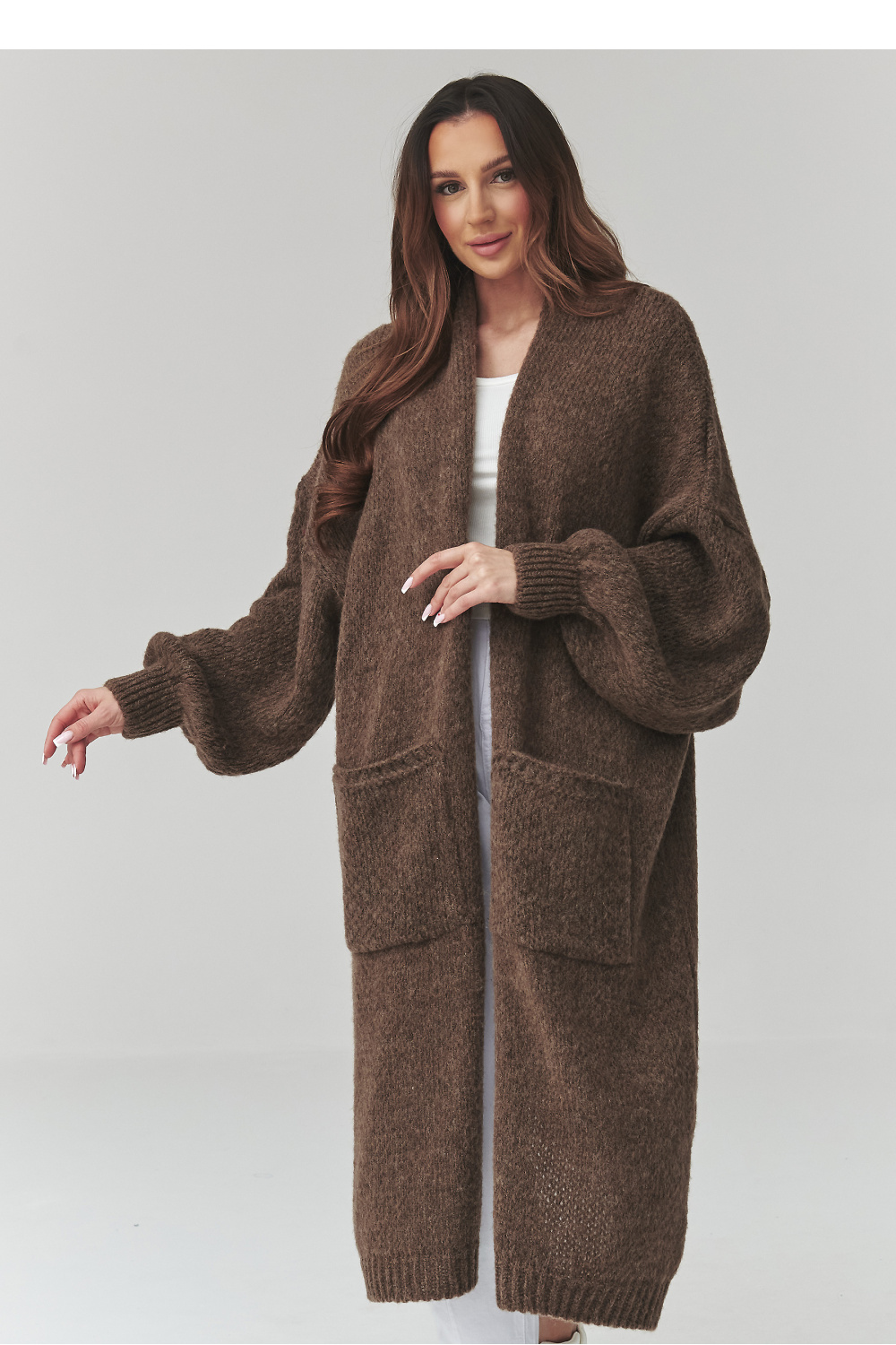 Sweter Kardigan Model S172 Czekolada - Makadamia226873 - Brązowy