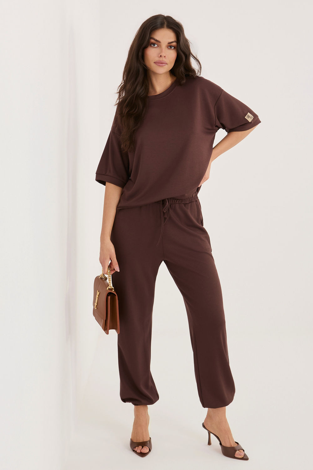 Spodnie Komplet Model RV-KMPL-A1290.94 Dark Brown - Rue Paris226987 - Brązowy