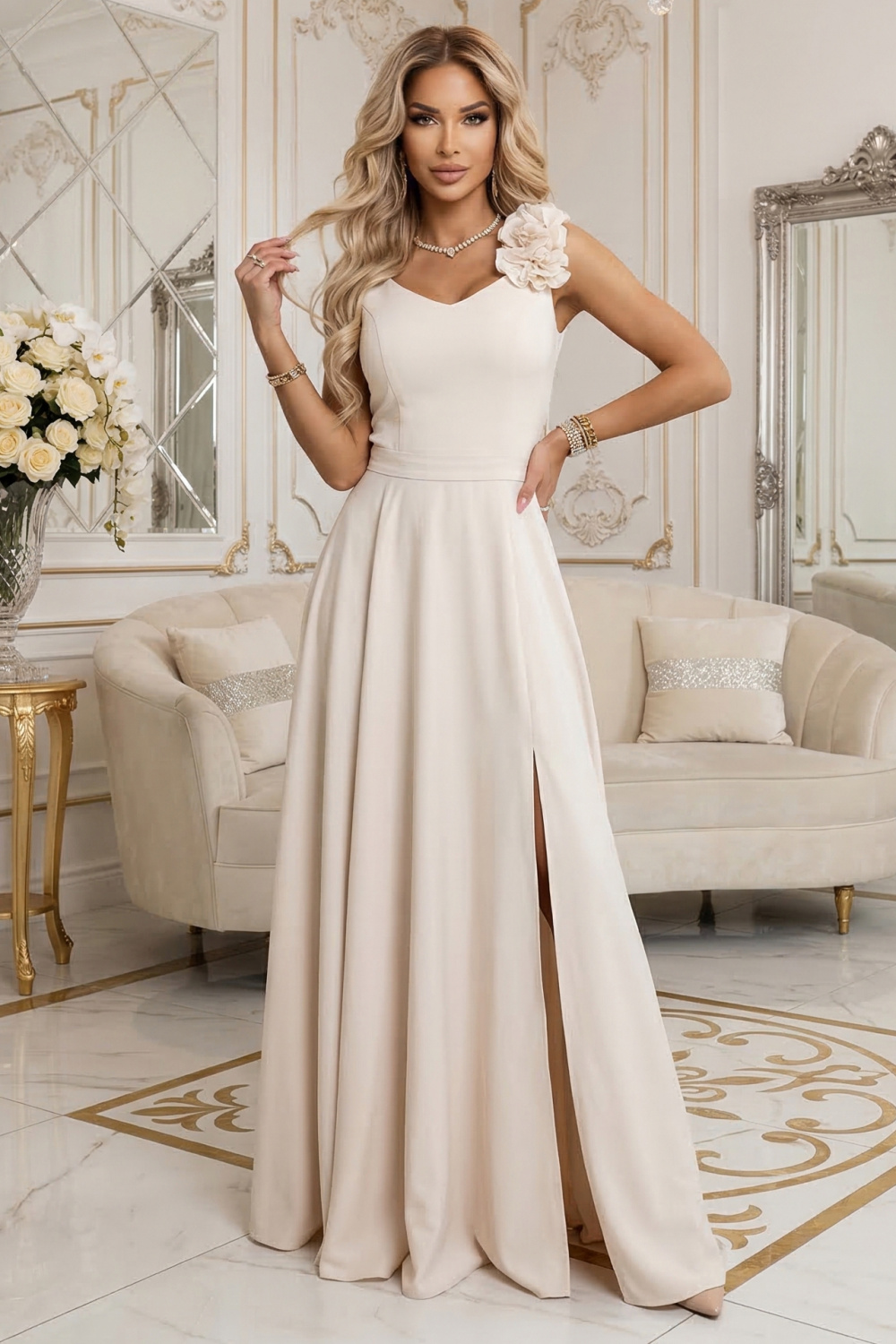 Sukienka Model 643-3 Beige - Numoco227081 - Beżowy - obrazek 2