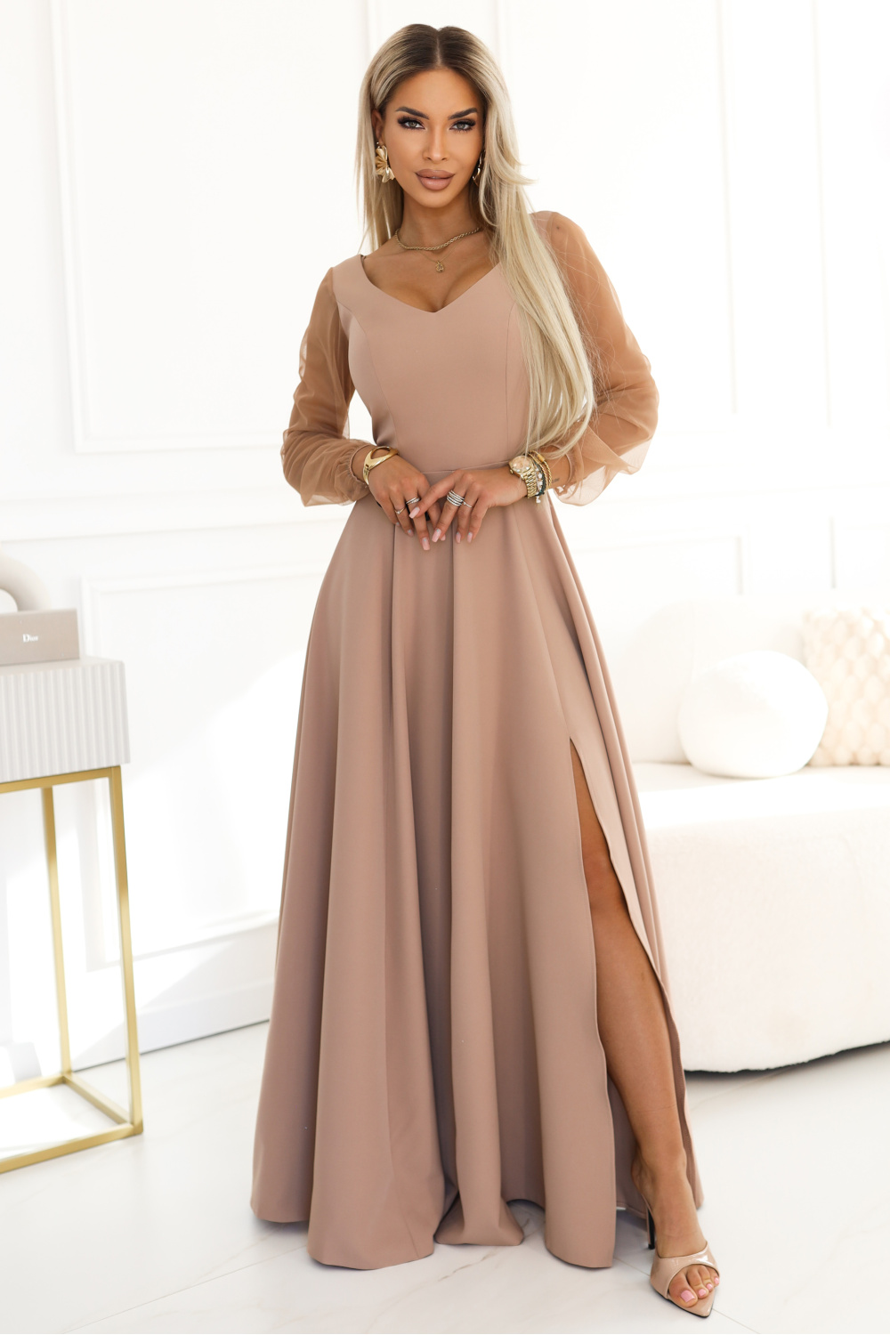 Sukienka Model Loretta 640-4 Beige - Numoco227090 - Beżowy