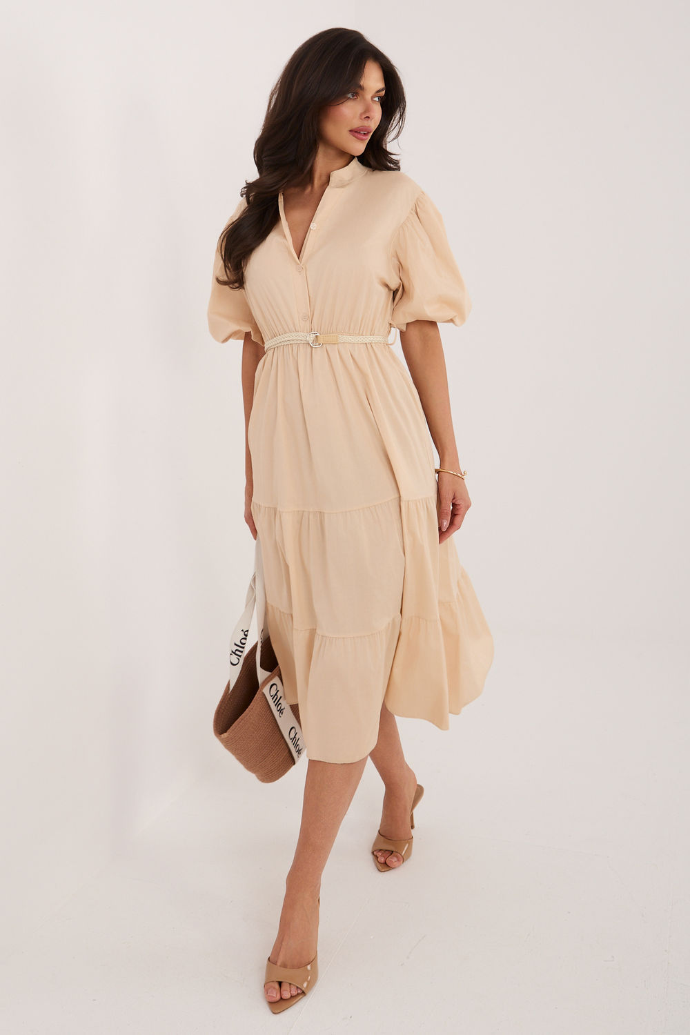 Sukienka Model MI-SK-92950.90 Beige - Italy Moda227542 - Beżowy